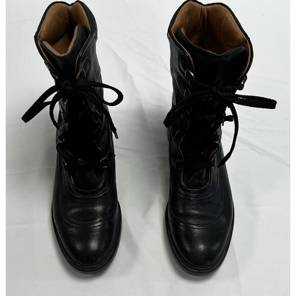 Vintage Black Fratelli Rossetti Ladies Combat Style Boots Leather EU 38/7.5 🩶 - Picture 1 of 8